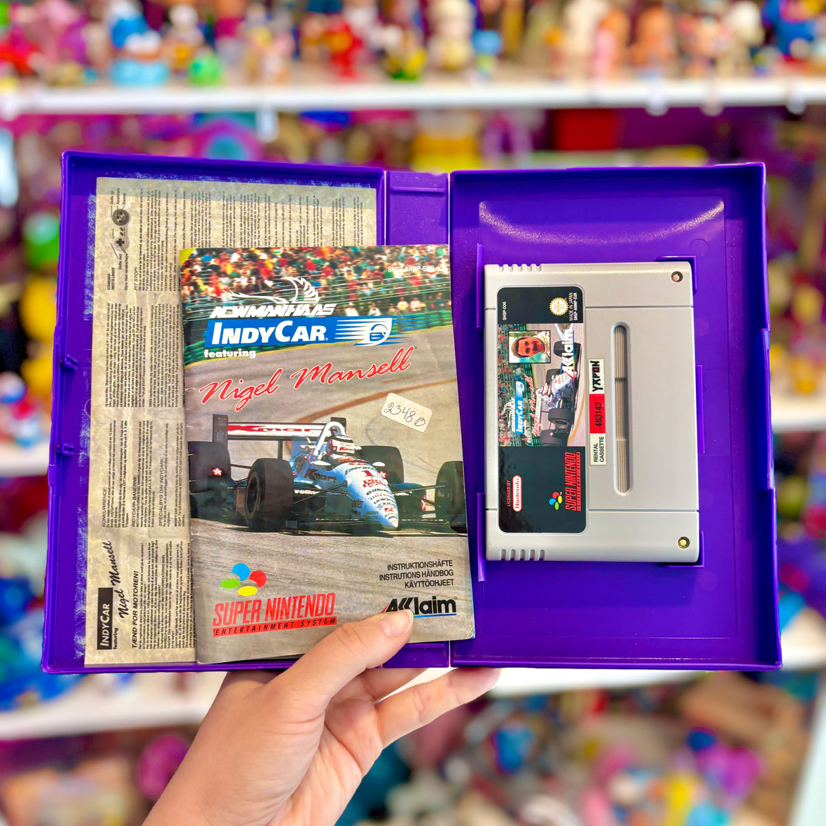 Indy Car: Featuring Nigel Mansell (Yapon, Danish rental case variant, Super Nintendo/SNES)