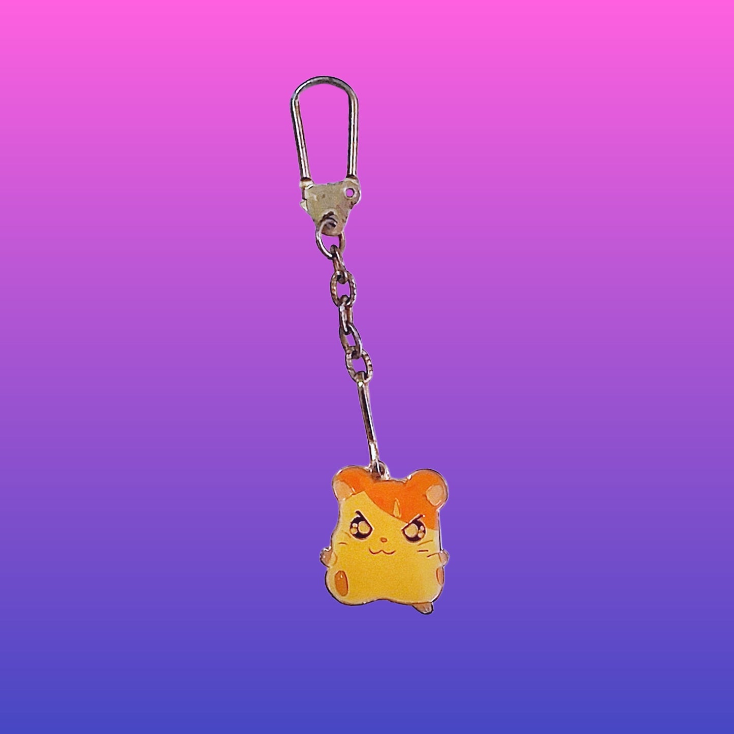 Hamtaro: Angry Hamtaro Metal Charm - Mini Keychain (2000s)