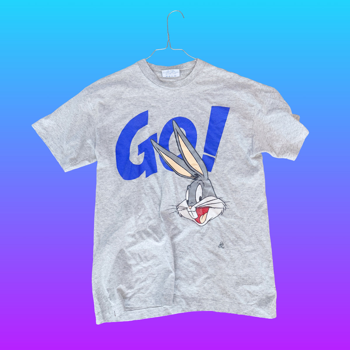 Looney Tunes: Bugs Bunny "Go!" Grey T-shirt (Warner Bros., 90s)