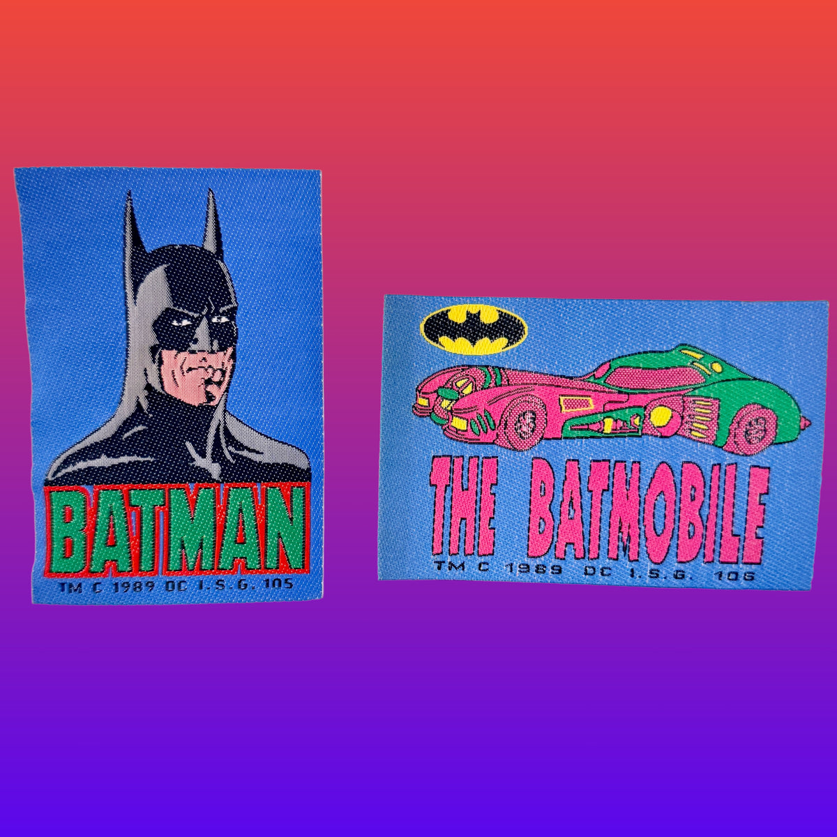 Batman: The Movie - Batman & Batmobile Blue Cloth Patch (1989)