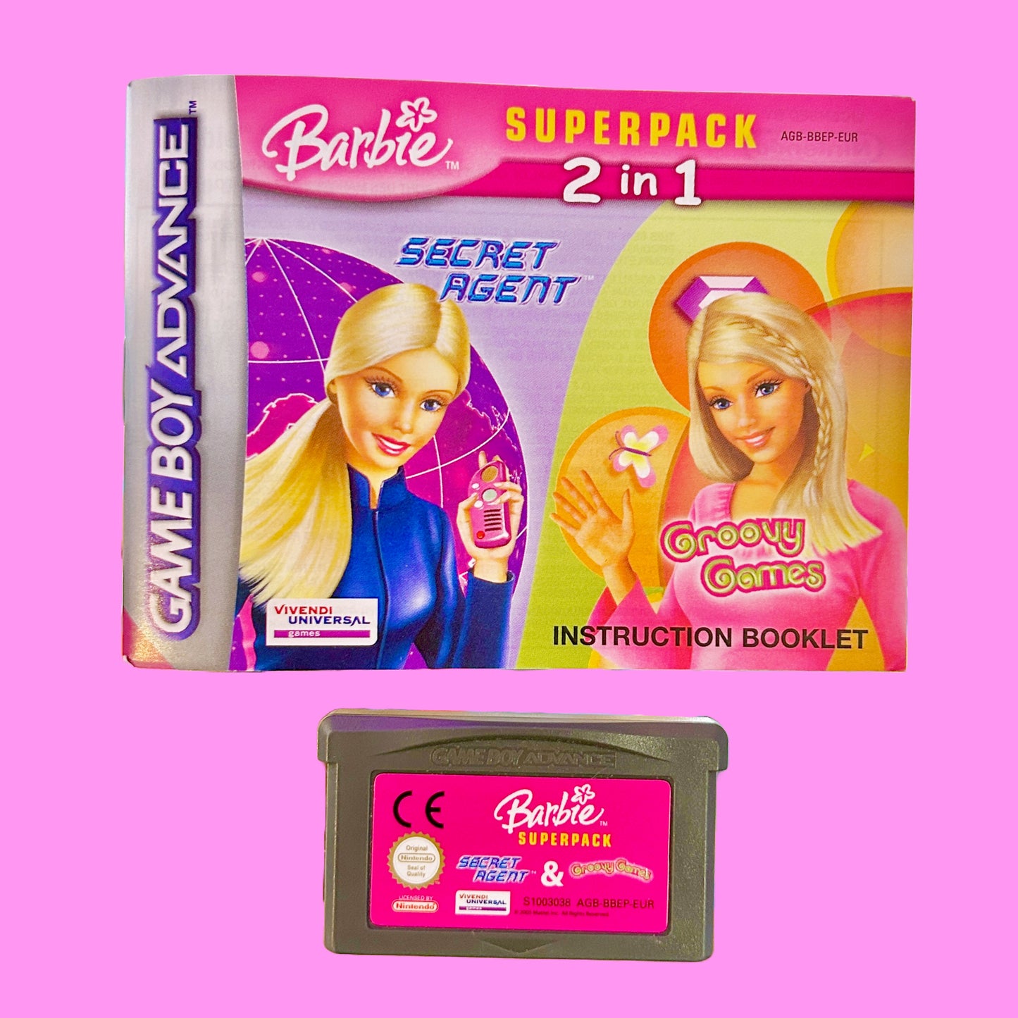 Barbie Superpack 2 in 1 - Secret Agent + Groovy Games (CIB, Gameboy Advance)