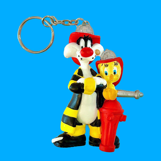 Looney Tunes: Sylvester & Tweety Firemen Keychain (90s)