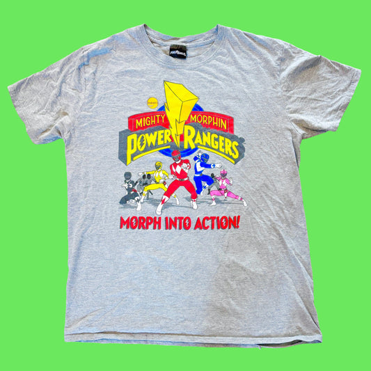 Migthy Morphin Power Rangers: "Morph Into Action" Grey T-shirt (2010s)