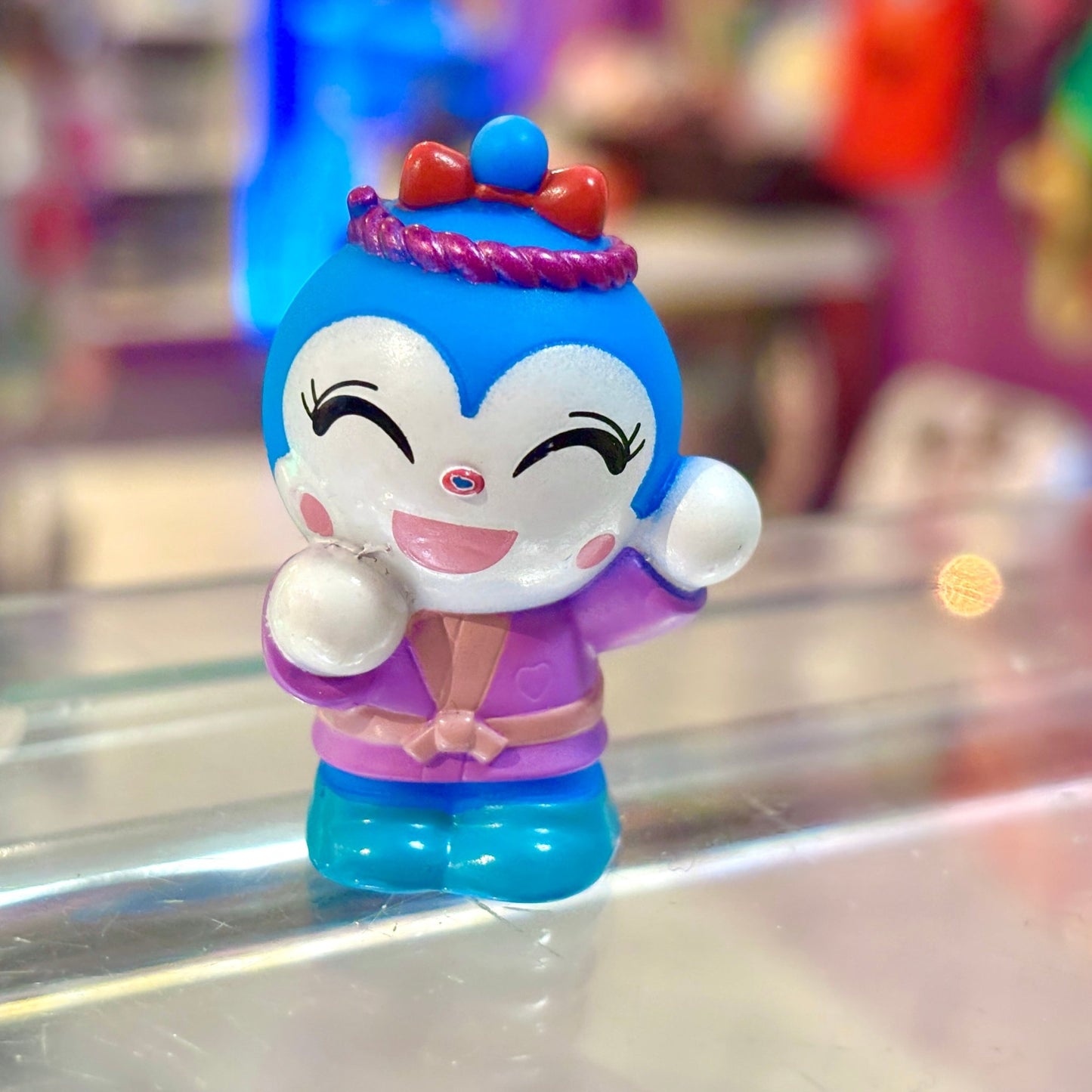 Anpanman: Kokin Chan in Purple Outfit Finger Puppet - Soft Vinyl Figure (90s) - PopCultGang