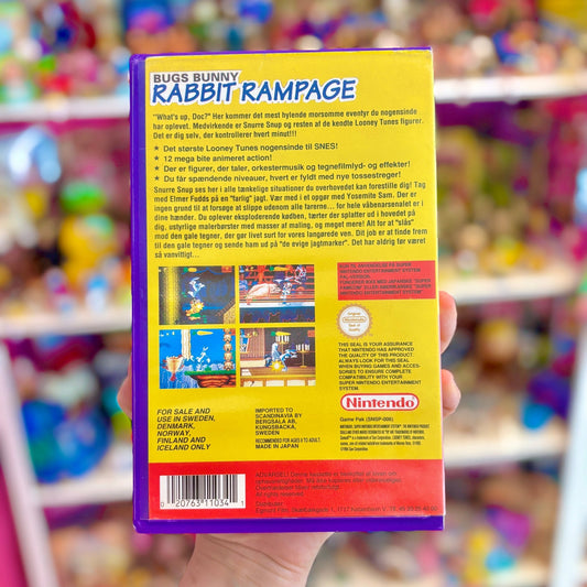 Bugs Bunny: Rabbit Rampage (Yapon, Danish rental case variant, Super Nintendo/SNES) - PopCultGang