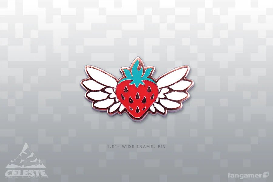 Celeste - Flying Strawberry Enamel Pin - PopCultGang