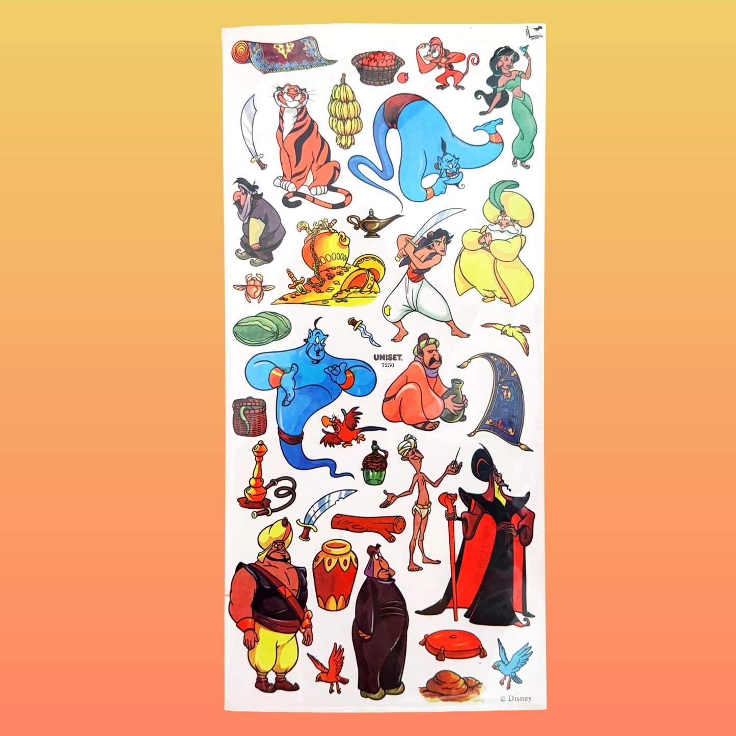 Disney's Aladdin Uniset Large Reusable Sticker Sheet (90s) - PopCultGang