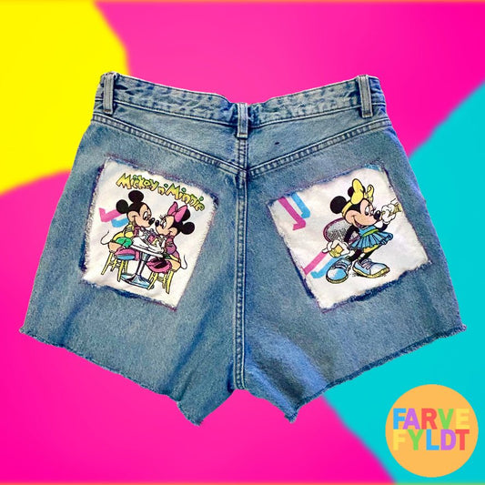Disney's Mickey & Minnie 80s Kitsch - Upcycled Denim Shorts (FARVEFYLDT x POPCULTGANG) - PopCultGang
