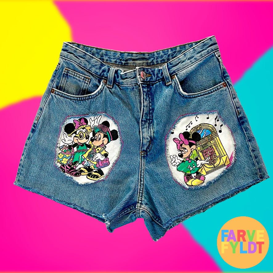 Disney's Mickey & Minnie 80s Kitsch - Upcycled Denim Shorts (FARVEFYLDT x POPCULTGANG) - PopCultGang
