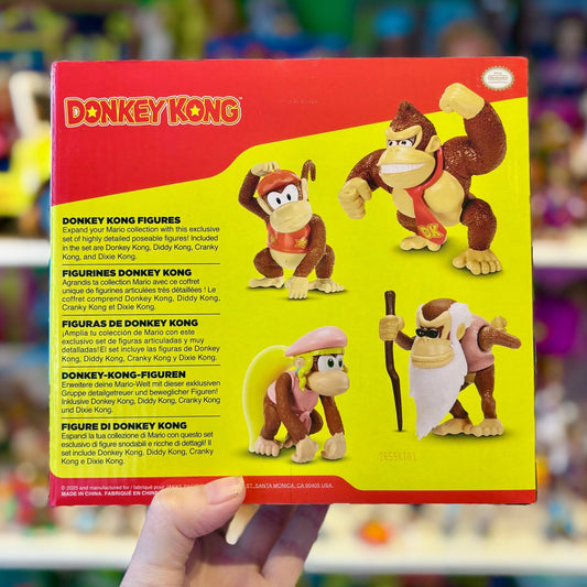 Donkey Kong: 4 - piece Figure Set - DK, Diddy, Dixie, Cranky (Nintendo, Jakks) - PopCultGang