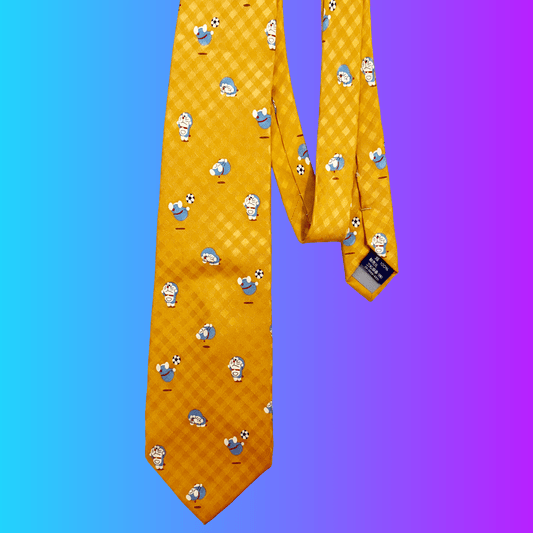 Doraemon Football Yellow Silk Tie (Dendy, 2000s) - PopCultGang