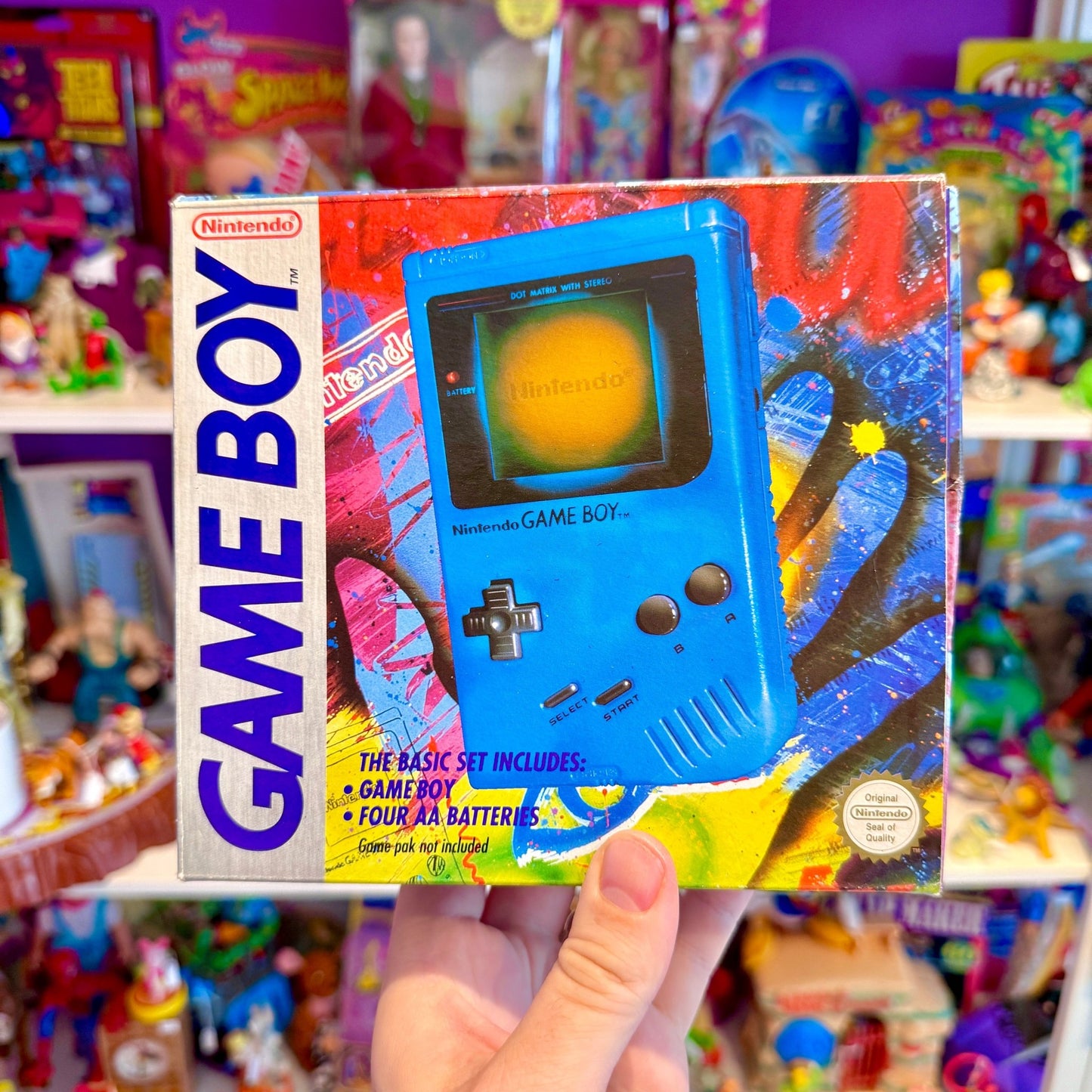 Gameboy: Play It Loud Blue (DMG - 01, complete in box, Bergsala, Nintendo) - PopCultGang