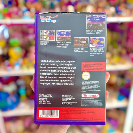 Indy Car: Featuring Nigel Mansell (Yapon, Danish rental case variant, Super Nintendo/SNES) - PopCultGang