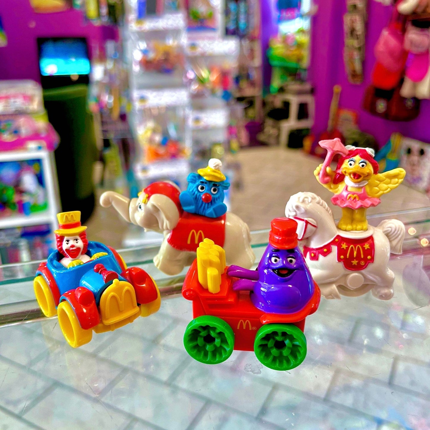 McDonald's Happy Meal Set: Circus - Ronald McDonald, Grimace, Birdie, Fry Guy (1989) - PopCultGang