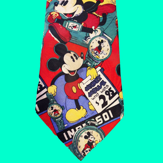 Mickey Mouse Clocks And Watches Tie (Disney, 90s) - PopCultGang