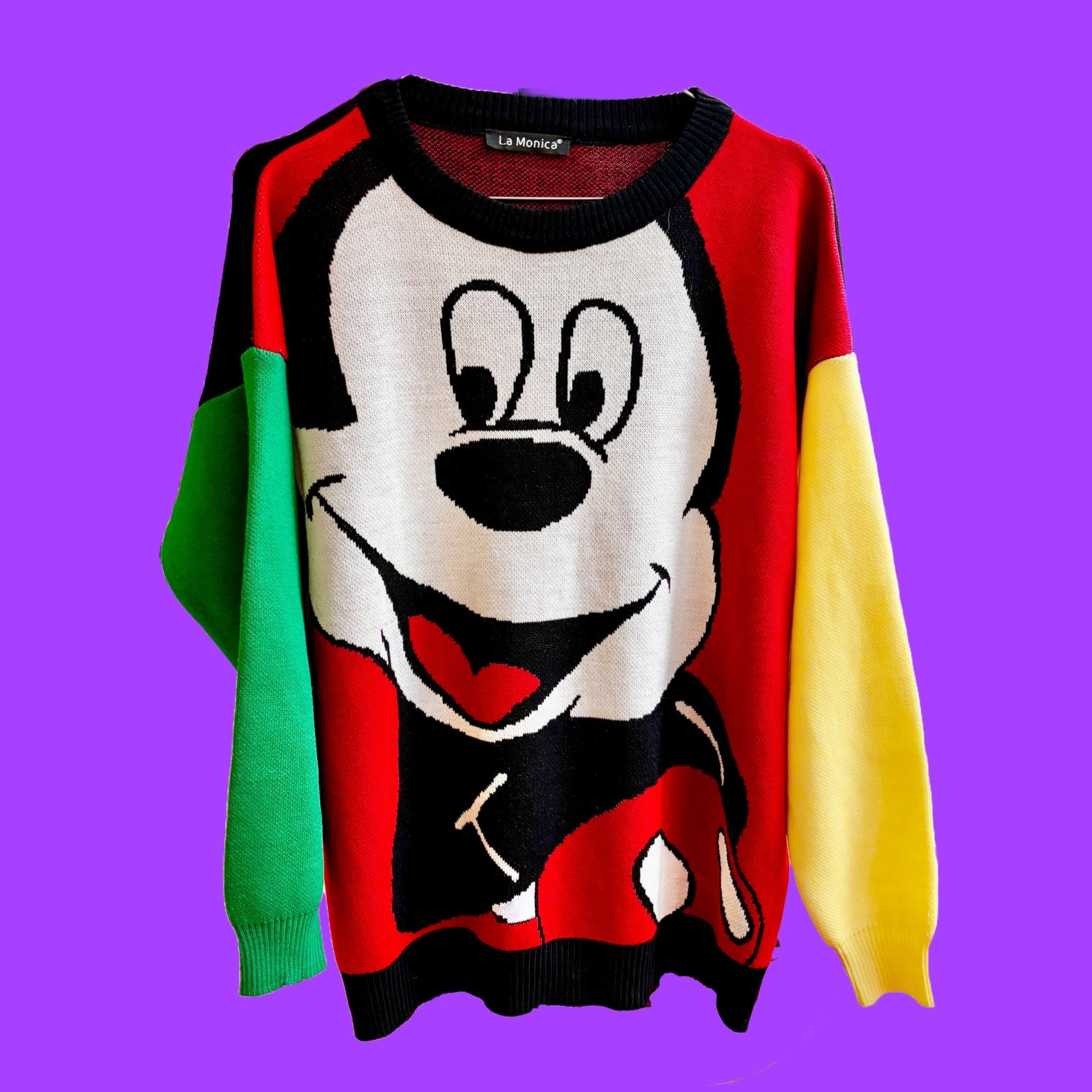 Mickey Mouse Multicolor Yellow Green Vintage Sweater (90s) - PopCultGang