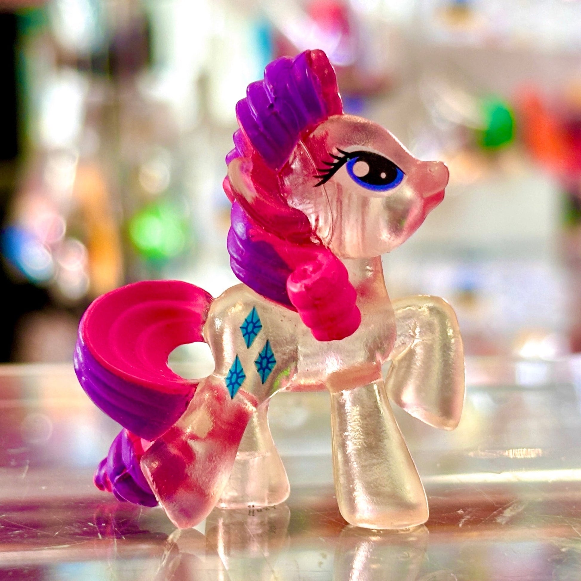 My Little Pony Mystery Minis (G4, 2010s): Transparent Rarity Pink Hair 5cm Figure - PopCultGang