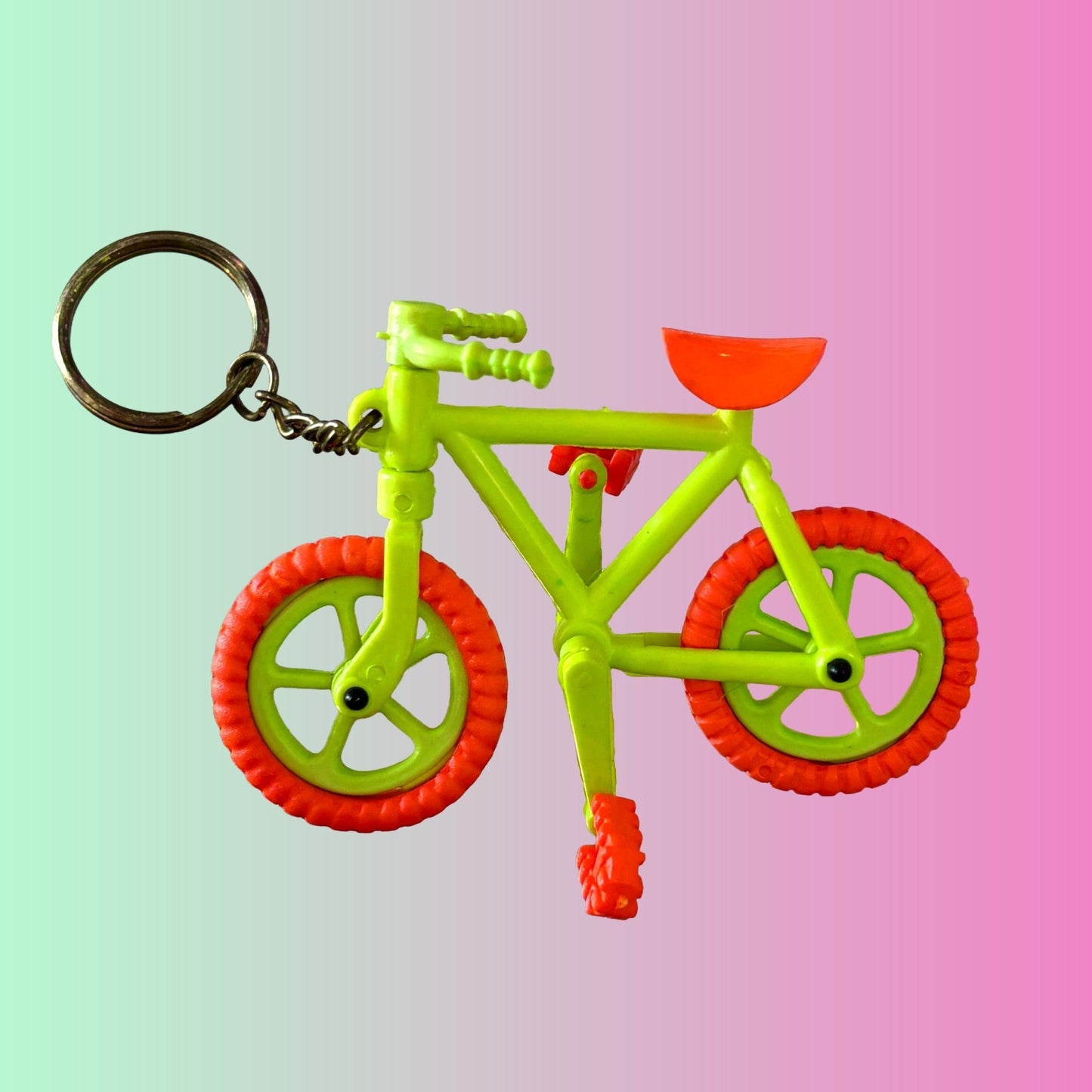 Neon Mini Bicycle Charm Keychain (80s) - PopCultGang