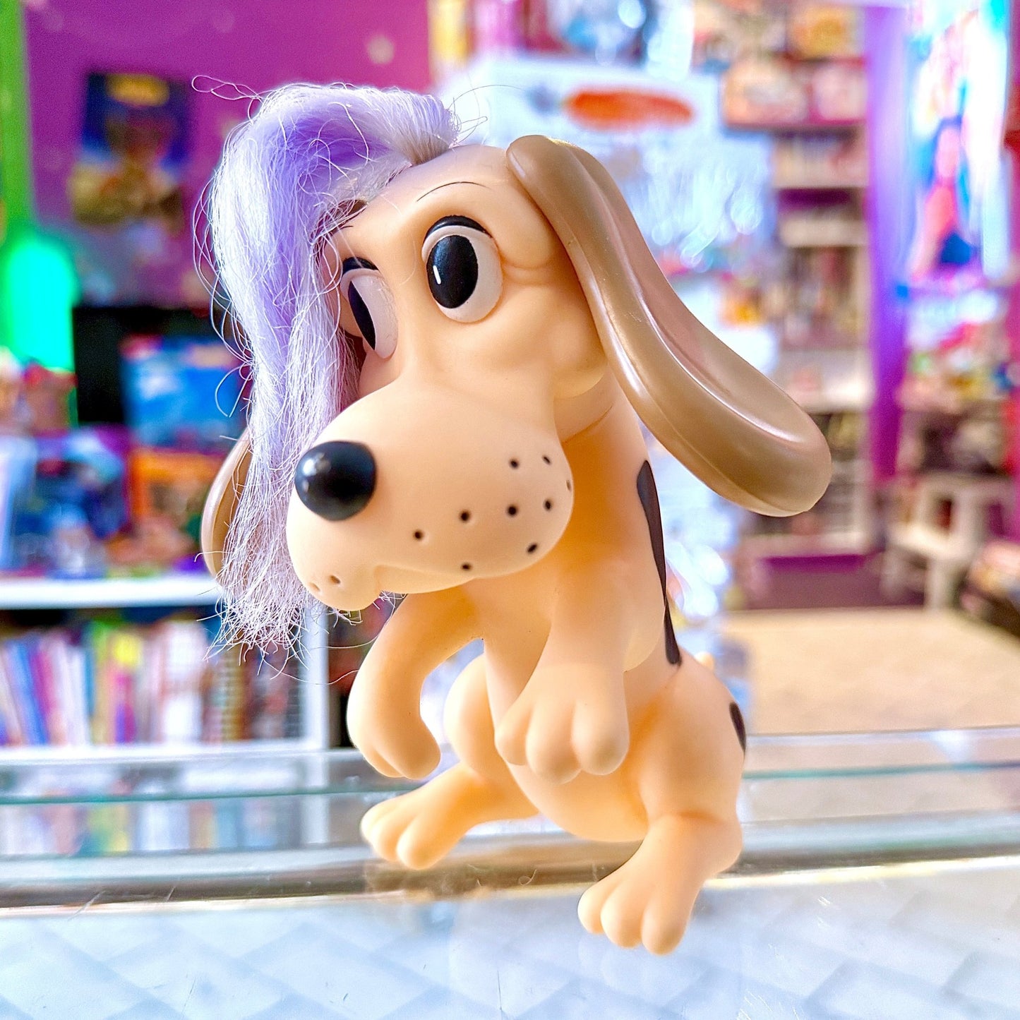 Puppy Care: "Vicki" Orange Dog Purple Hair Figure (Hornby, 1985) - PopCultGang
