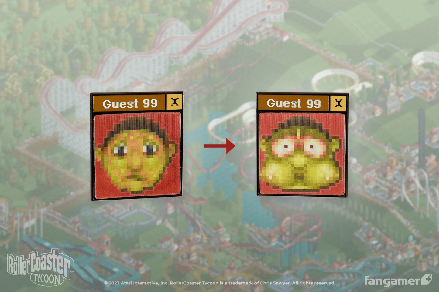 RollerCoaster Tycoon: "I Feel Sick" Lenticular Pin (Fangamer) - PopCultGang