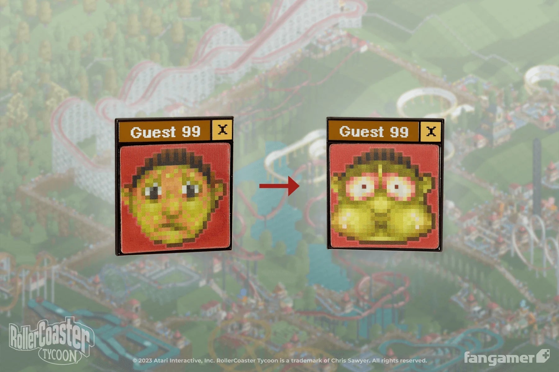 RollerCoaster Tycoon: "I Feel Sick" Lenticular Pin (Fangamer) - PopCultGang