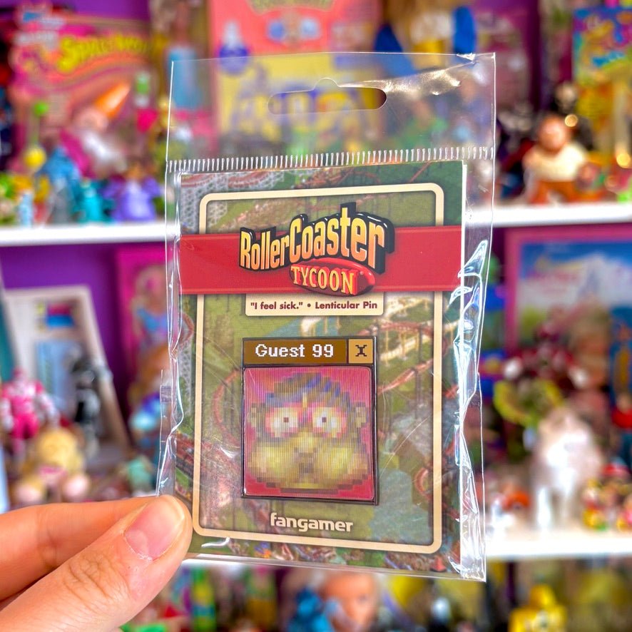 RollerCoaster Tycoon: "I Feel Sick" Lenticular Pin (Fangamer) - PopCultGang