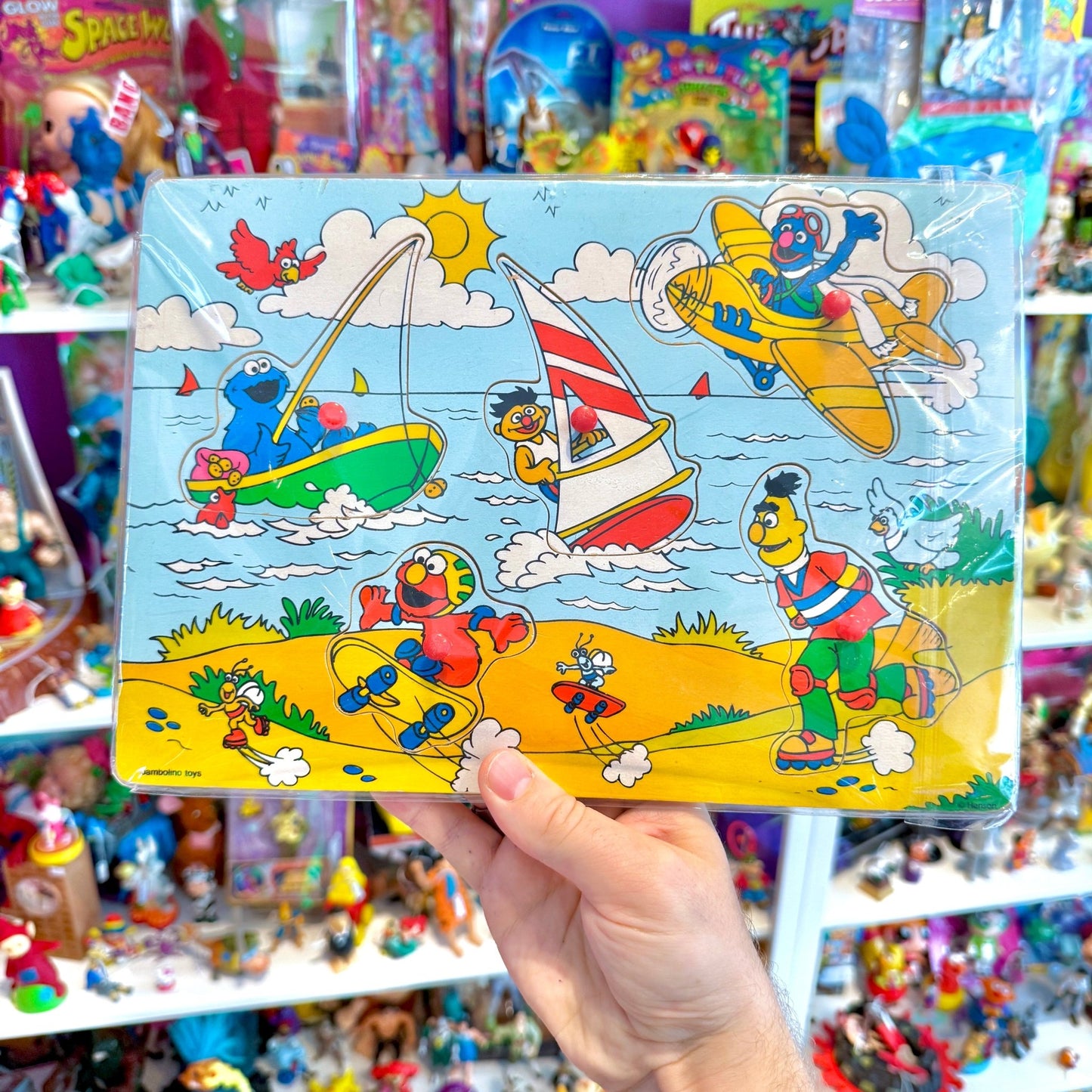 Sesame Street: Beach Day Wooden Baby Puzzle (5 pieces, 1991) - PopCultGang