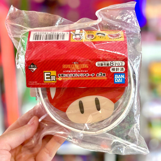 Super Mario: Mushroom Cap Clear Transparent Pouch (Nintendo, Ichiban Kuji, Import, 2020) - PopCultGang