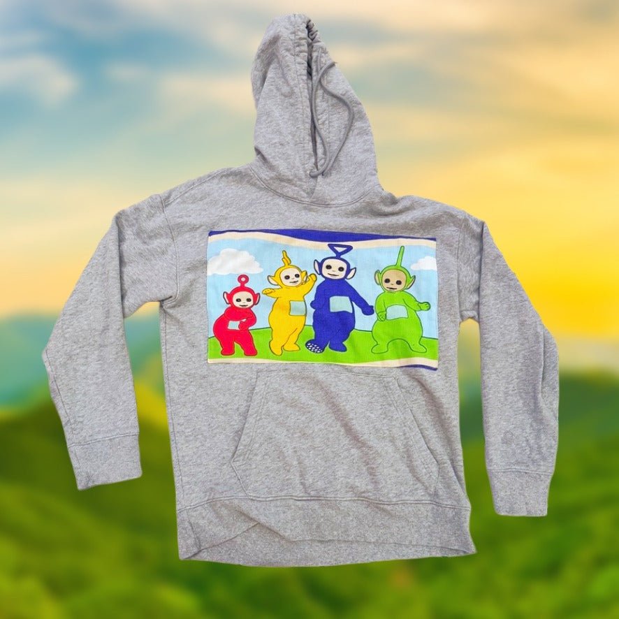 Teletubbies Upcycled Grey Hoodie (FARVEFYLDT x POPCULTGANG) - PopCultGang