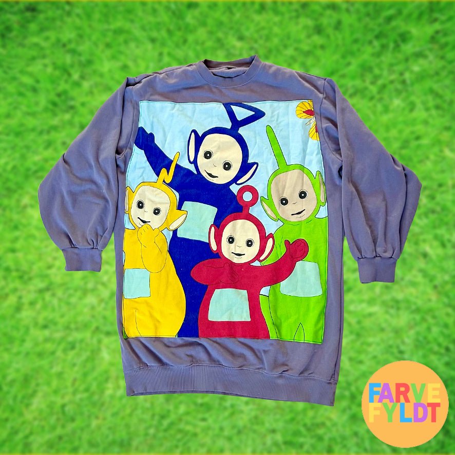 Teletubbies - Upcycled Purple Sweatshirt (FARVEFYLDT x POPCULTGANG) - PopCultGang