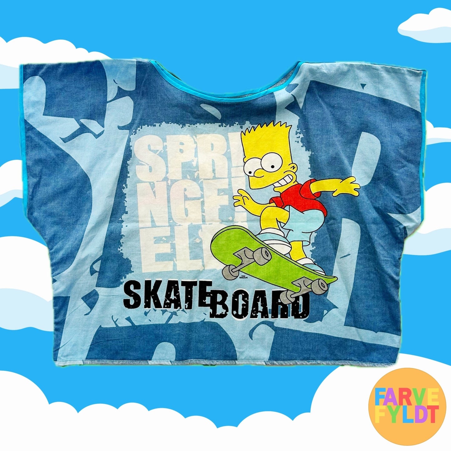 The Simpsons: Bart Simpson Skateboard - Upcycled Blue Top (FARVEFYLDT x POPCULTGANG) - PopCultGang
