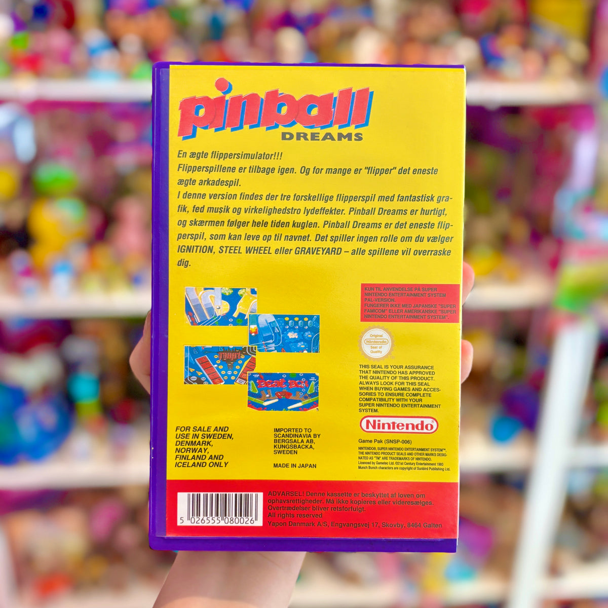 Pinball Dreams (Yapon, Danish rental case variant, Super Nintendo/SNES)