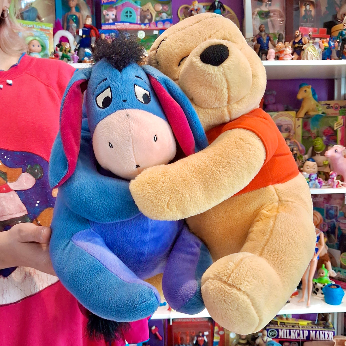Winnie the Pooh: Eeyore And Pooh Bear Hugging 30 cm Plush (Disney, 2000s)