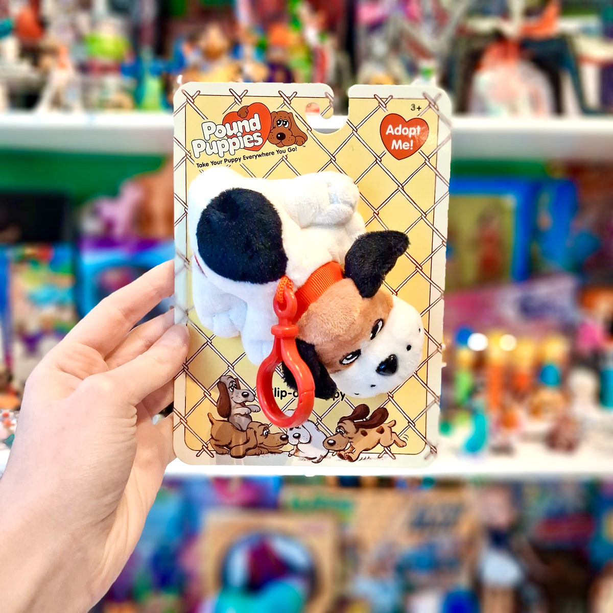 Pound Puppies: Clip On Puppy Plush - White Dog With Brown and Black Spots (2000s)