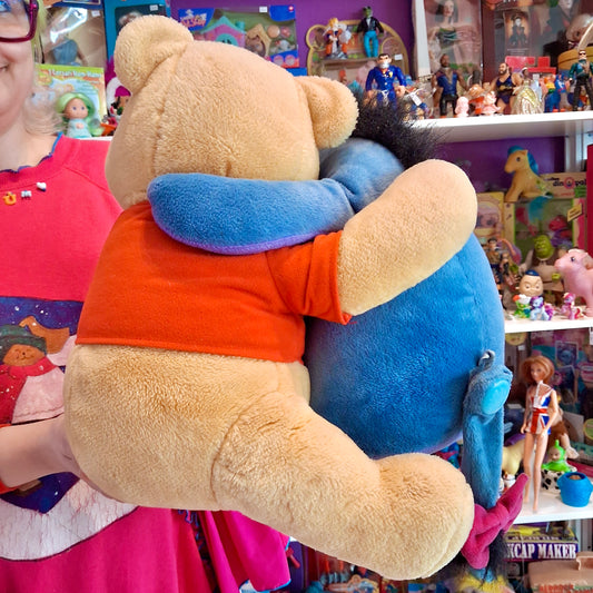 Winnie the Pooh: Eeyore And Pooh Bear Hugging 30 cm Plush (Disney, 2000s)
