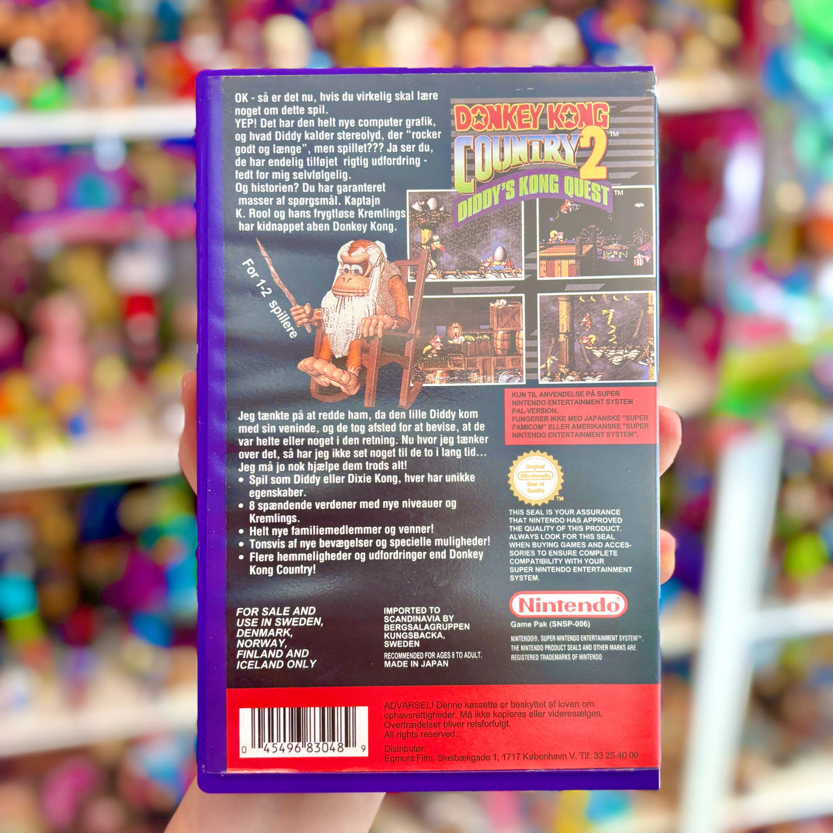 Donkey Kong Country 2: Diddy Kong’s Quest (Yapon, Danish rental case variant, Super Nintendo/SNES)