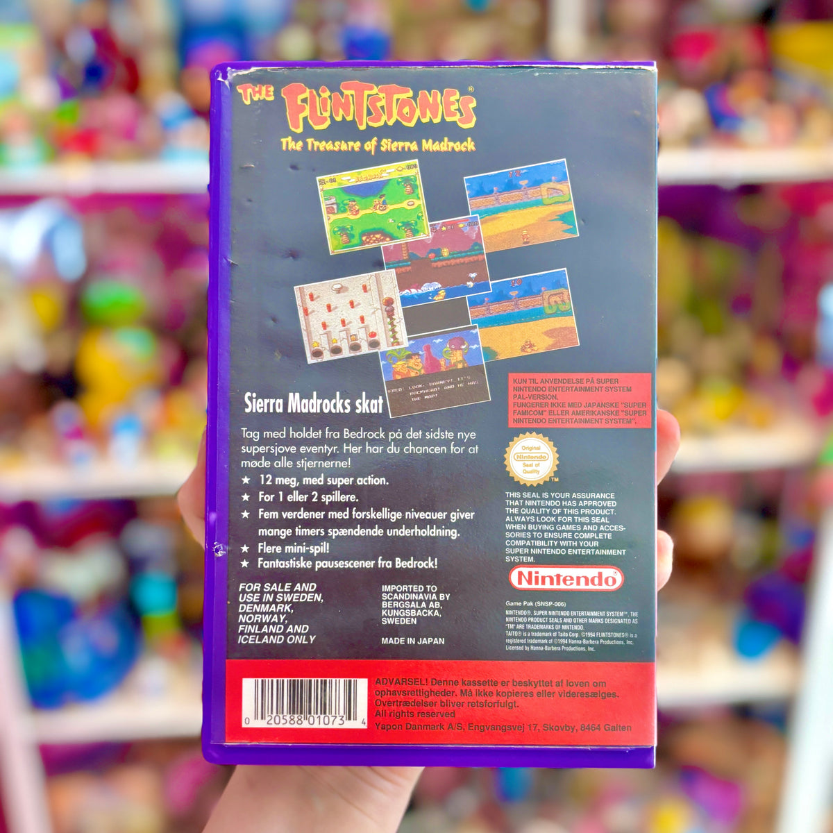 The Flintstones: The Treasure of Sierra Madrock (Yapon, Danish rental case variant, Super Nintendo/SNES)