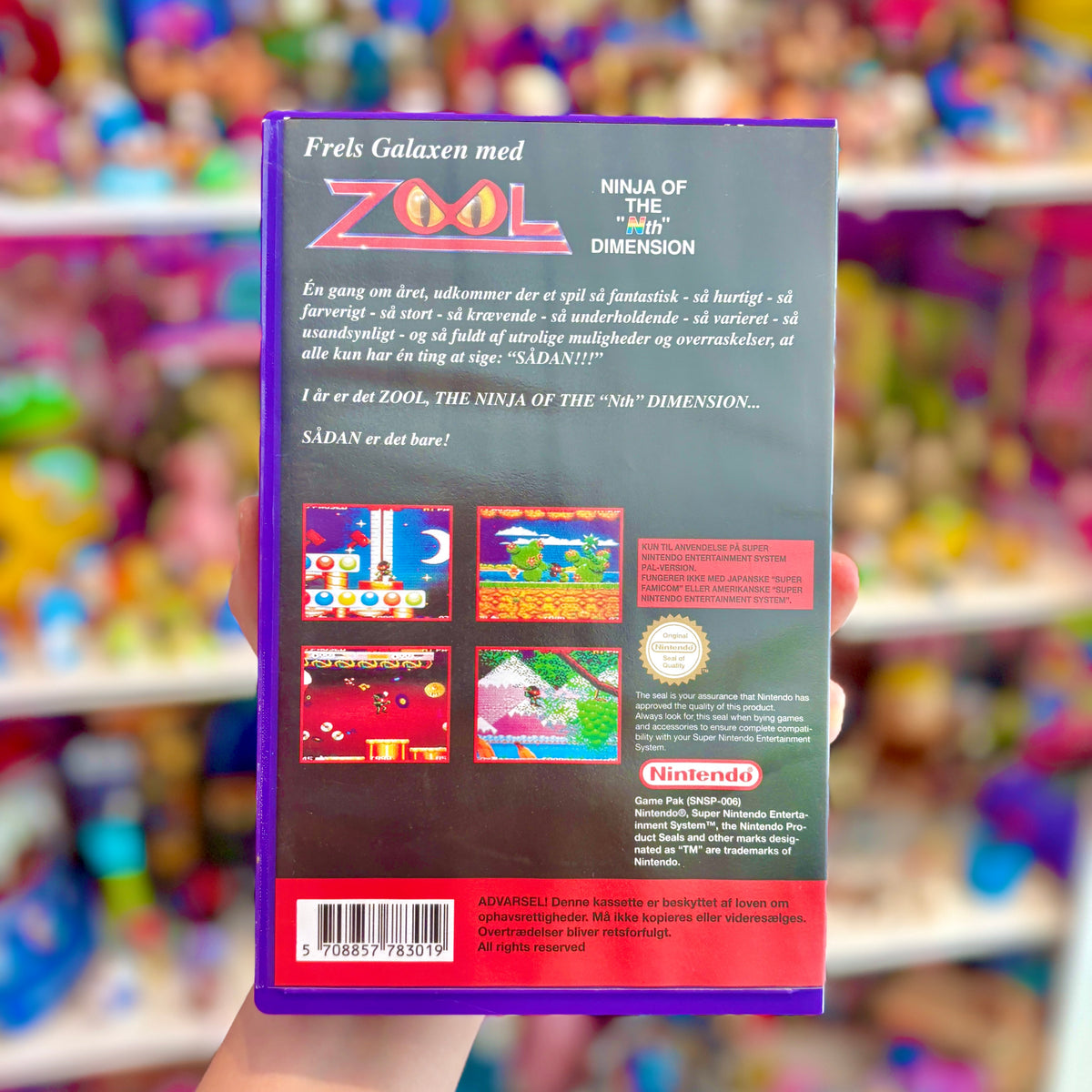 Zool: Ninja of The Nth Dimension (Yapon, Danish rental case variant, Super Nintendo/SNES)