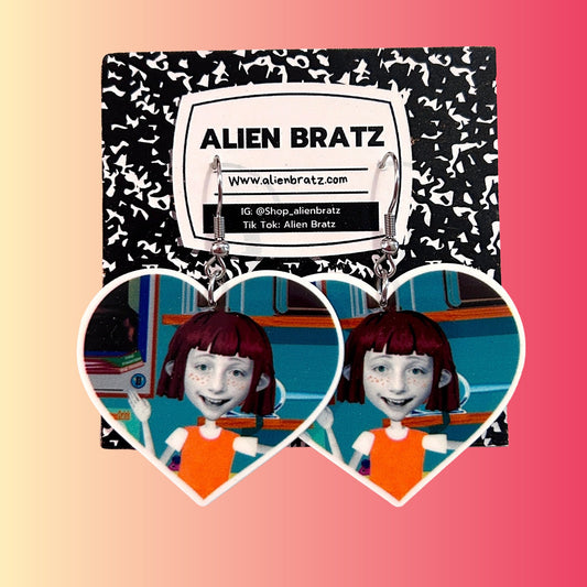 Angela Anaconda Heart Earrings (Alien Bratz)