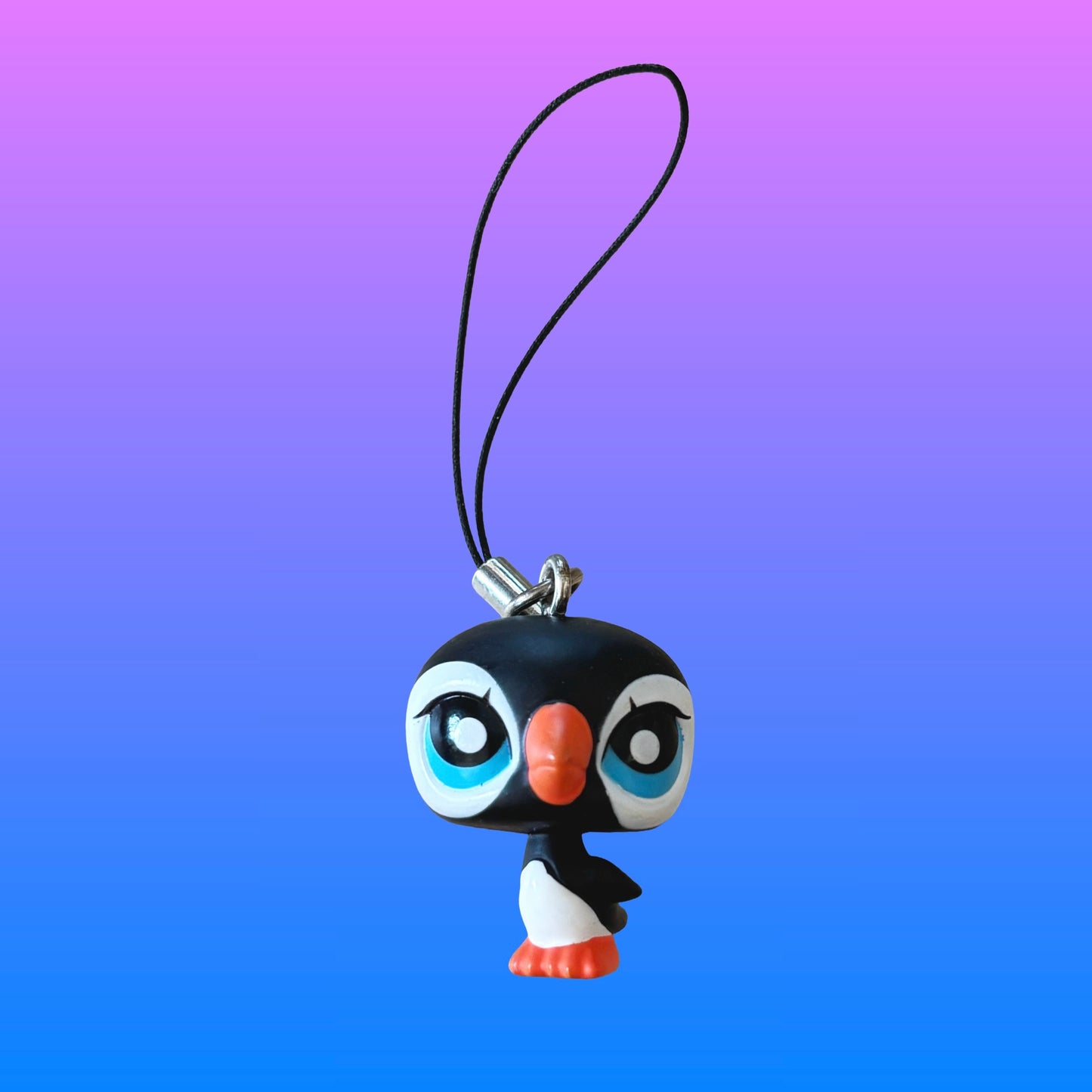 Littlest Pet Shop Phone Danglers: Black Puffin Bird (Tomy, 2000s)