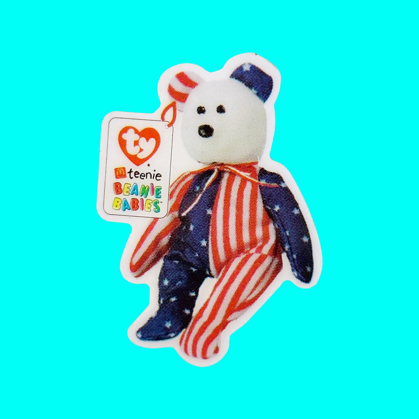 Beanie Babies American Flag Teddy Pin Badge (McDonalds, 2000)