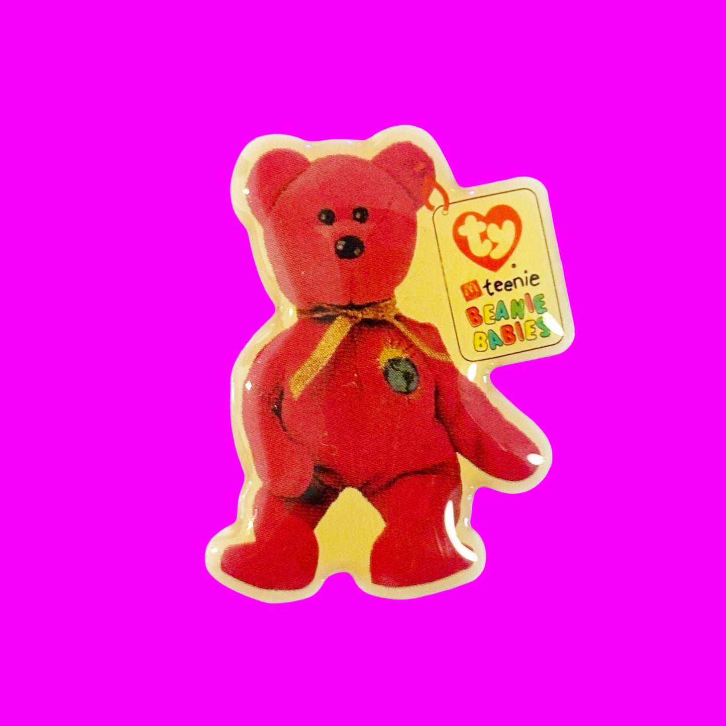 Beanie Babies Red Teddy Pin Badge (McDonalds, 2000)