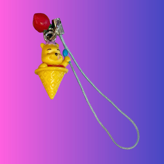 Winnie The Pooh Ice Cream Cone - Phone Charm Dangler Gachapon (Disney, 2000s)