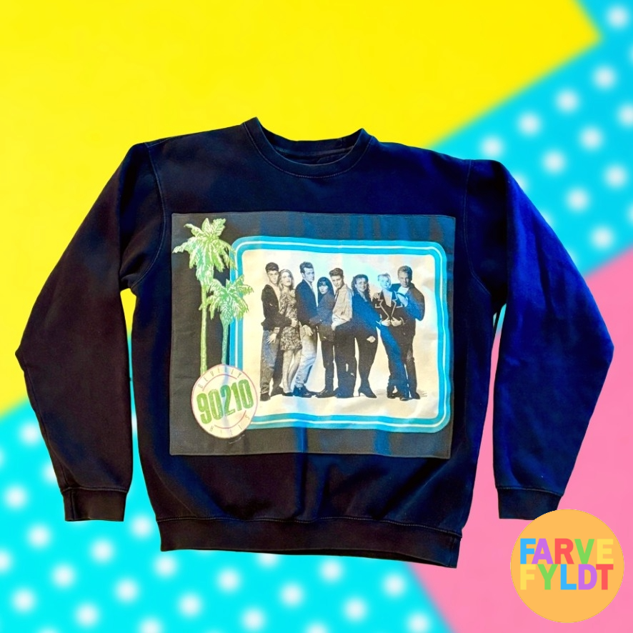Beverly Hill 90210 - Upcycled Black Sweatshirt(FARVEFYLDT x POPCULTGANG)