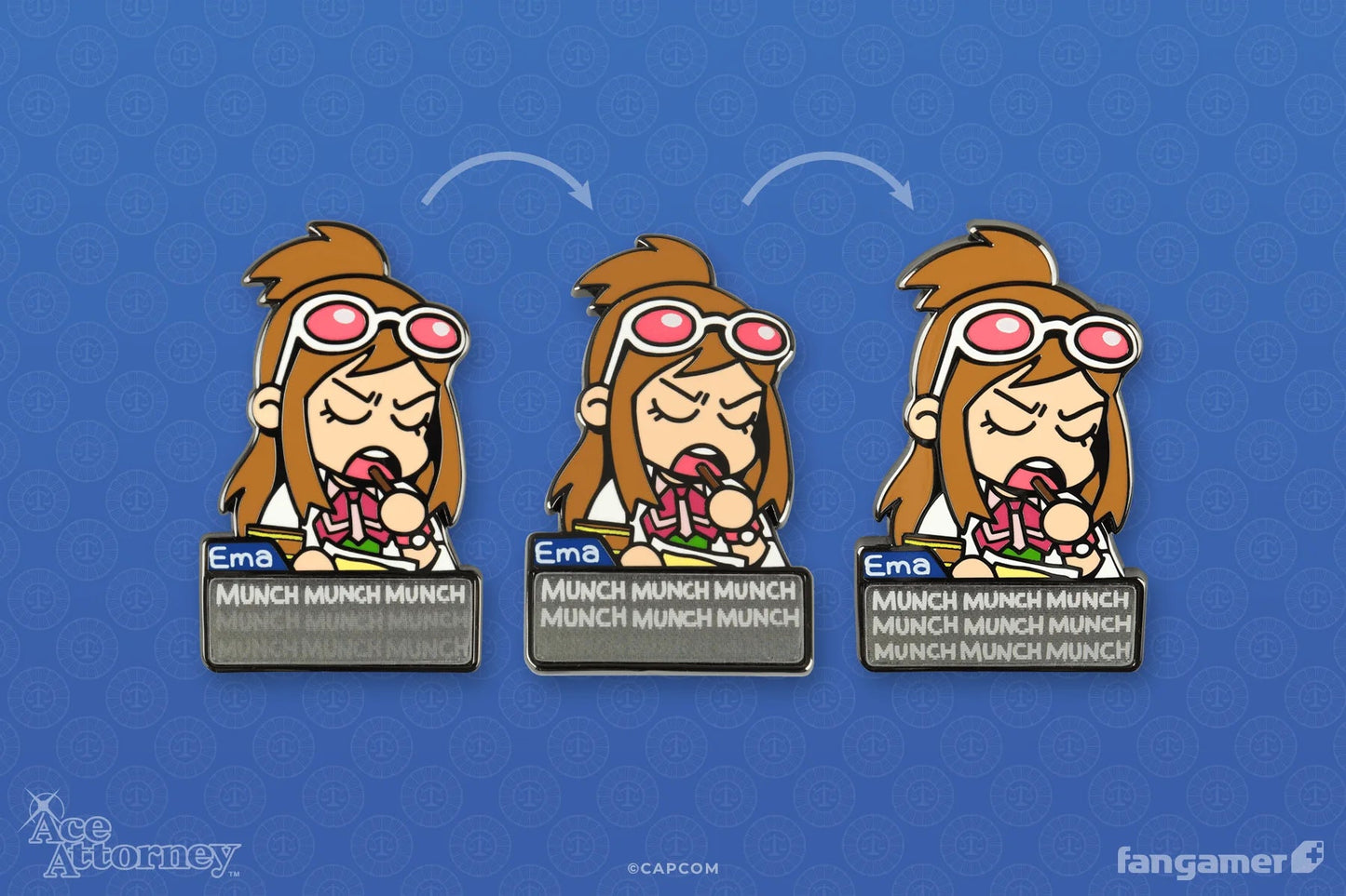 Ace Attorney: Snacking Ema Lenticular Pin (Fangamer) - PopCultGang
