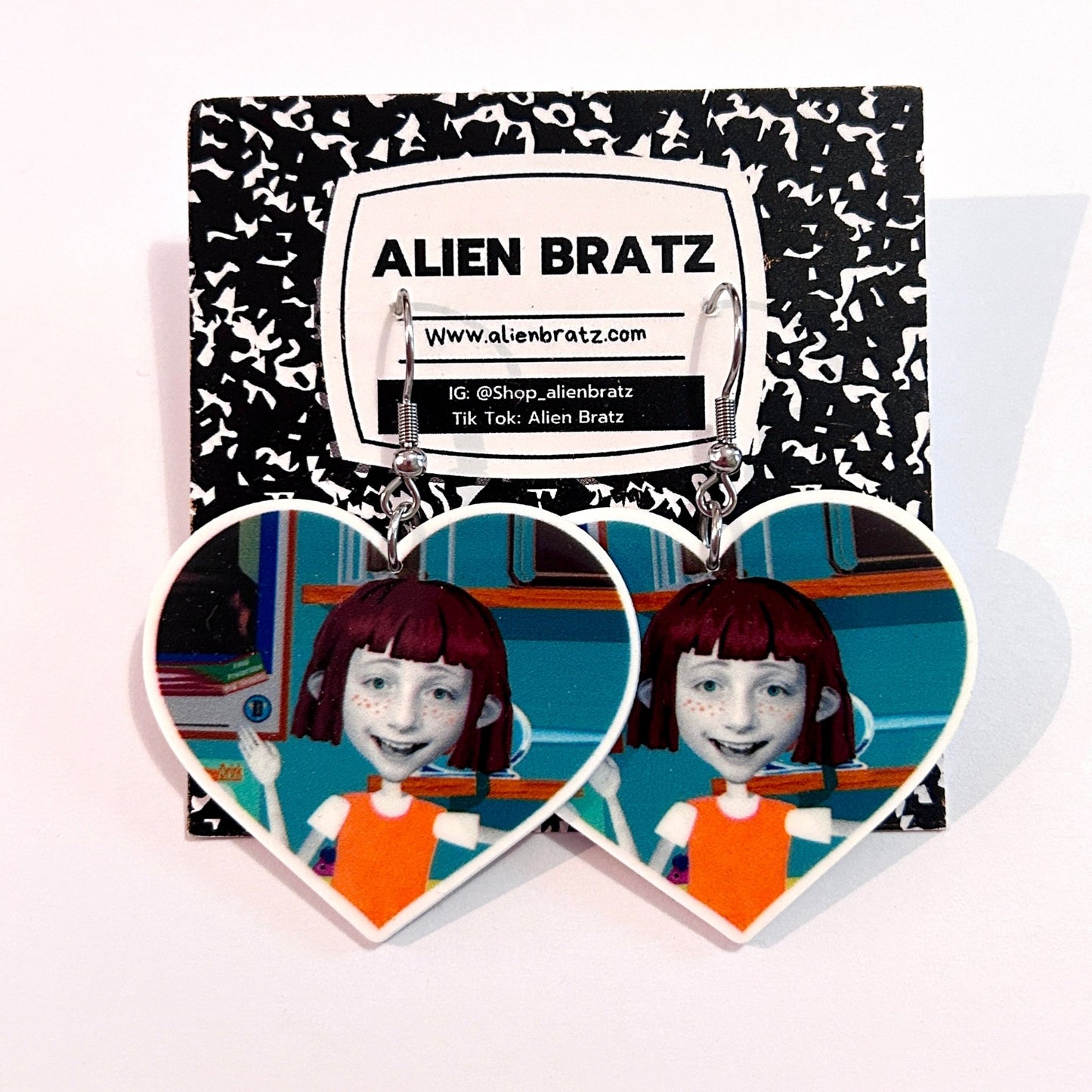 Angela Anaconda Heart Earrings - PopCultGang