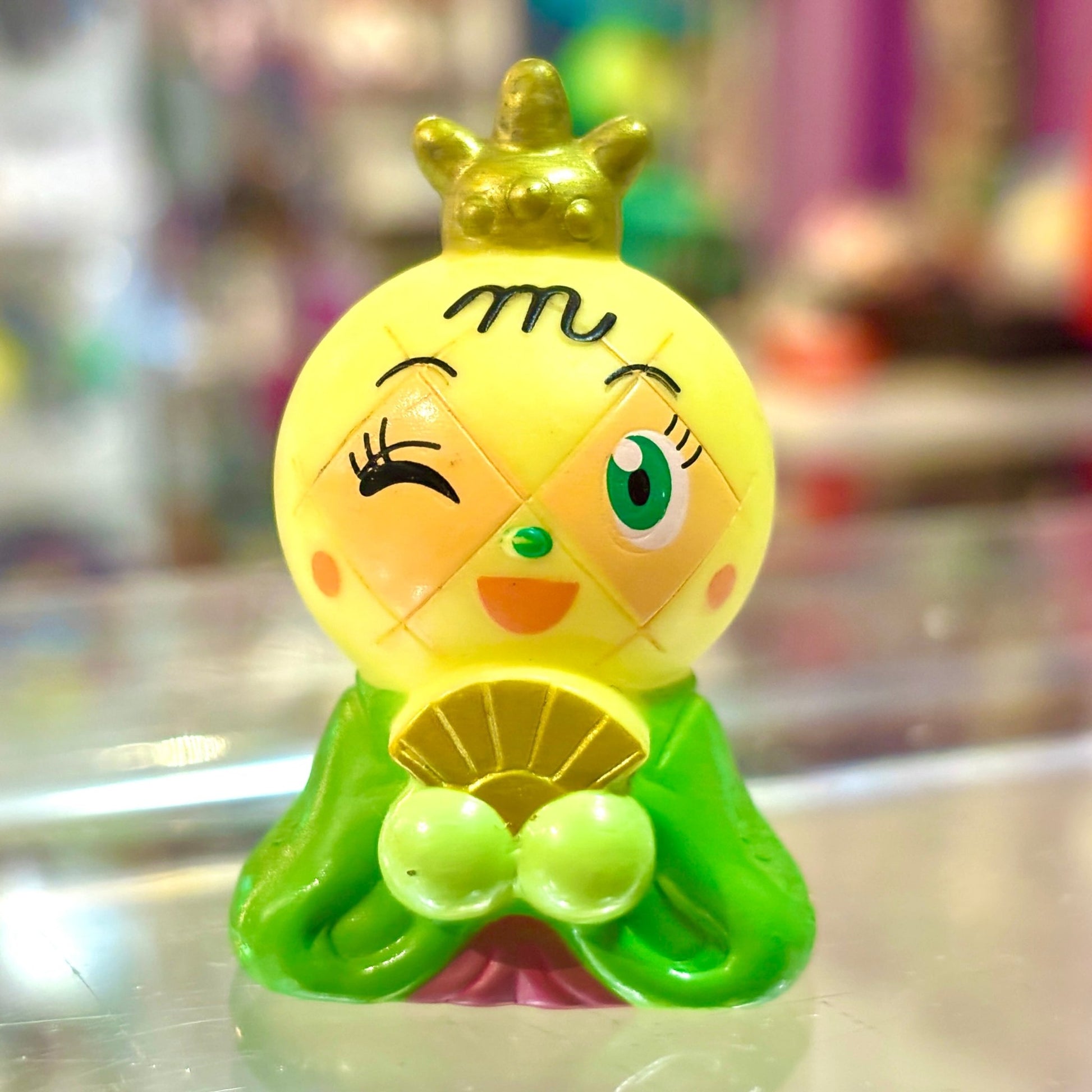 Anpanman: Melonpanna with Crown and Green Cape Finger Puppet - Soft Vinyl Figure (90s) - PopCultGang