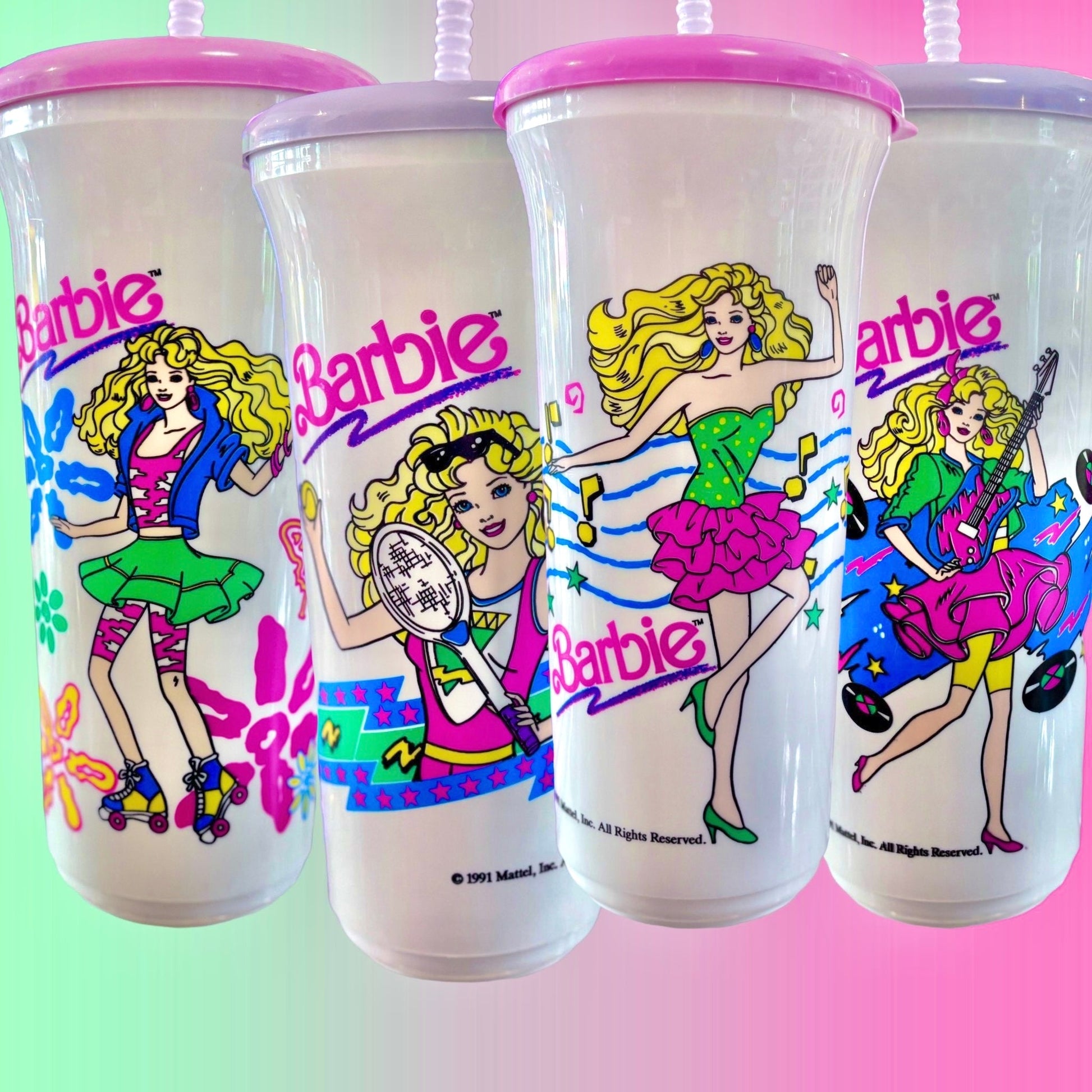 Barbie Drinking Cup With Straw (Mattel, 90s) - PopCultGang