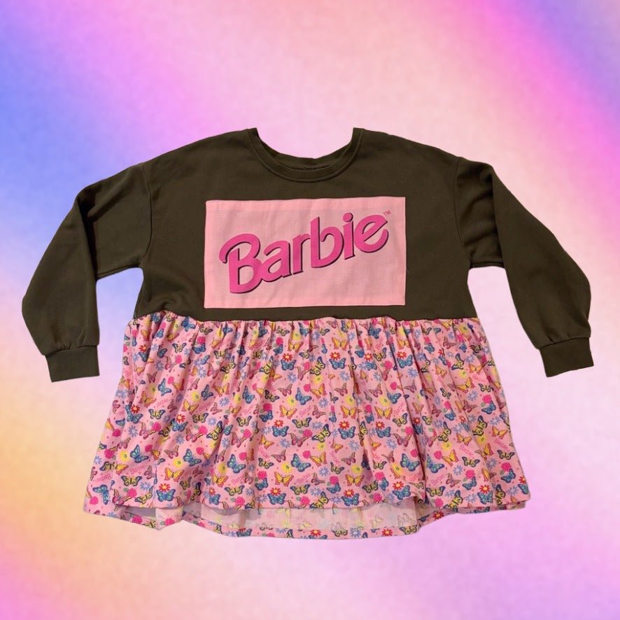 Barbie: Upcycled Army Green & Pink Shirt Dress (FARVEFYLDT x POPCULTGANG) - PopCultGang