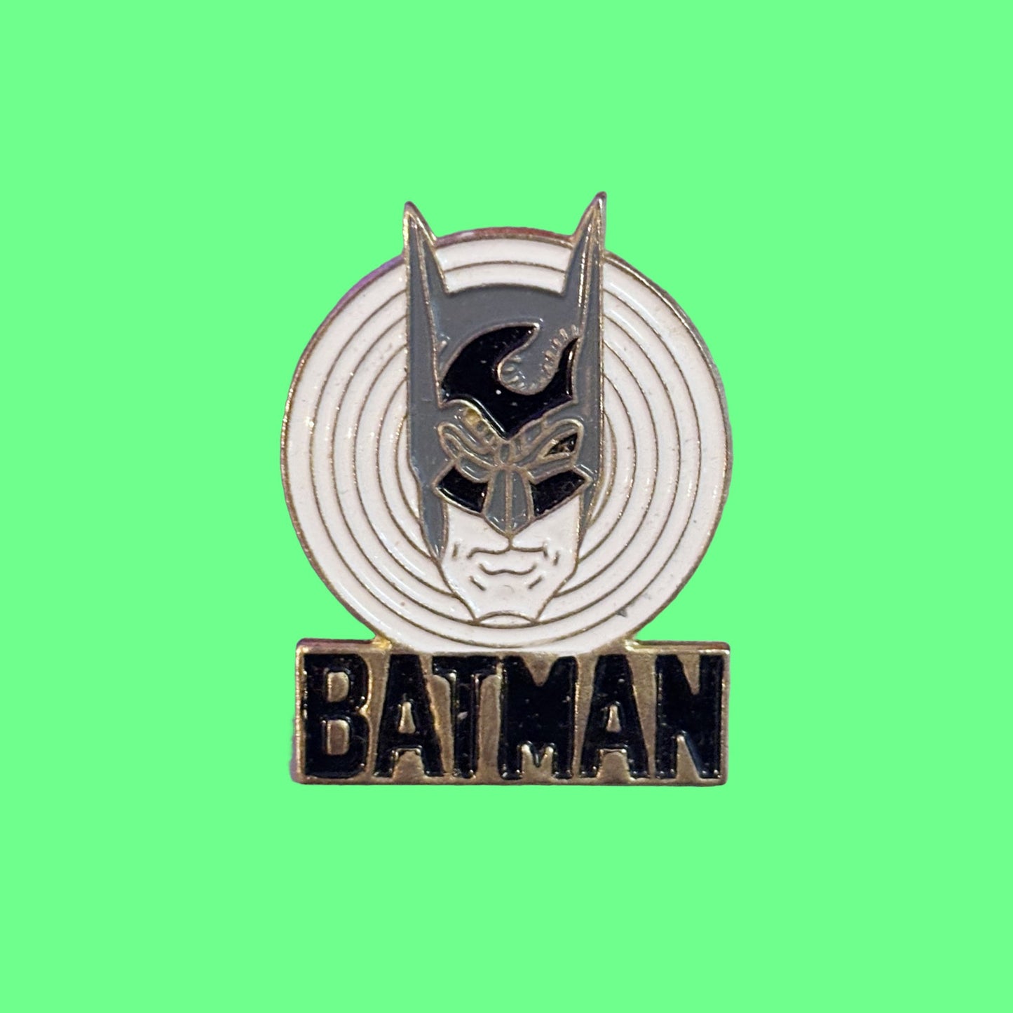 Batman Black & White Logo Enamel Pin (80s, D.C. Comics) - PopCultGang